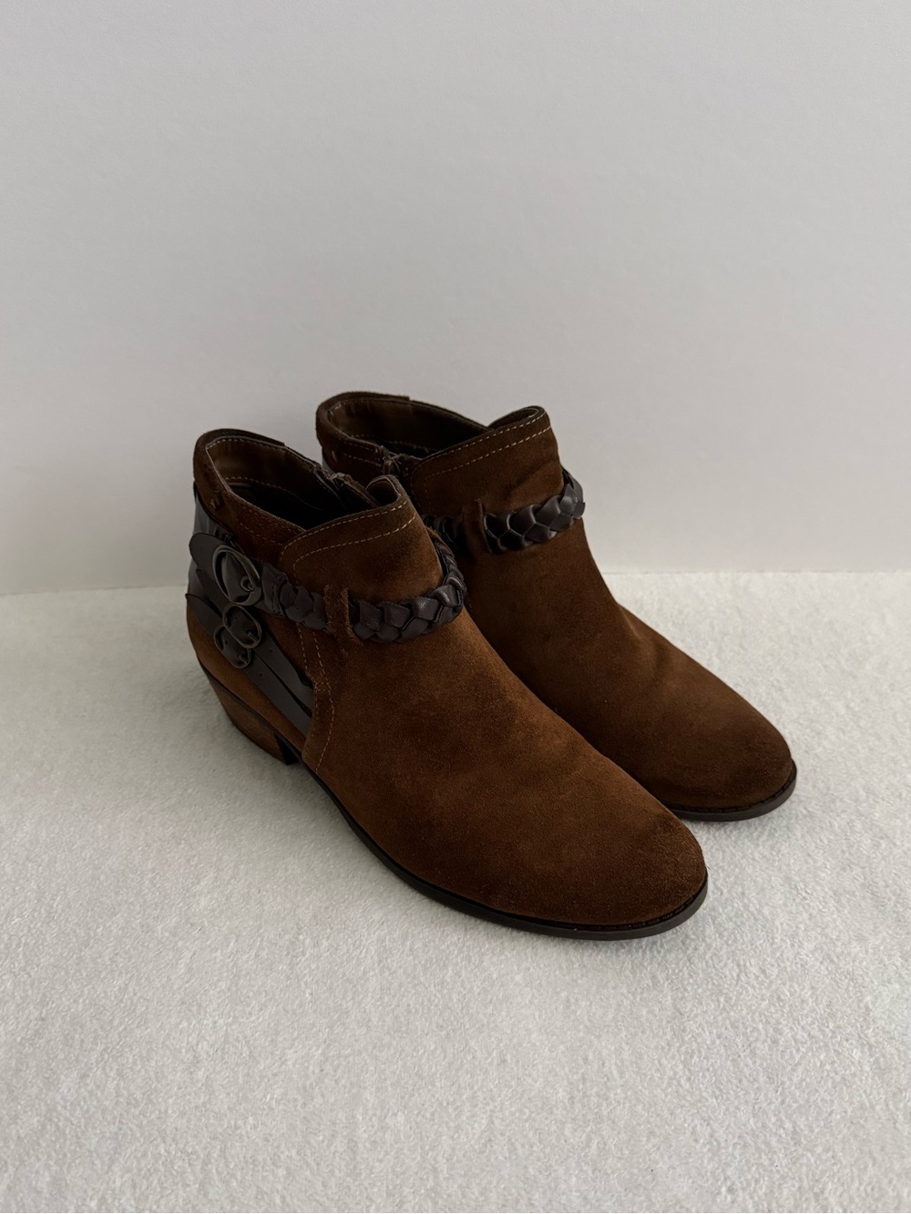 Crown Vintage Brown Leather Ankle Boots Womens 8.5 Western Boho